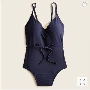 J. Crew Rounded v-neck one-piece with tie swimsuit size 10 Navy blue